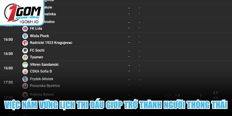 Việc nắm vững lịch thi đấu giúp bạn trở thành một người xem bóng đá thông thái 